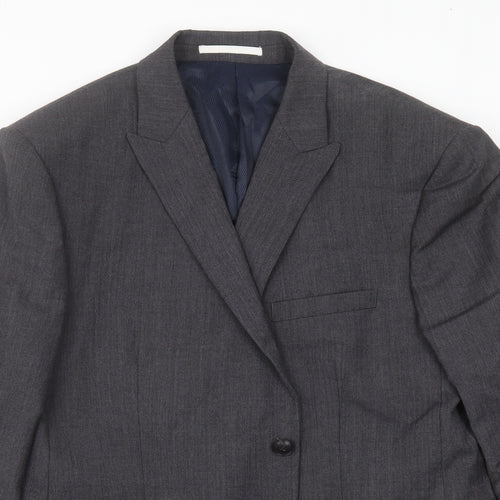 Marks and Spencer Mens Grey Herringbone Wool Jacket Suit Jacket Size 44