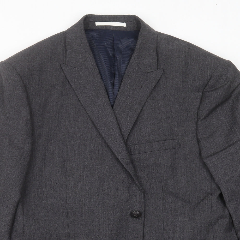 Marks and Spencer Mens Grey Herringbone Wool Jacket Suit Jacket Size 44