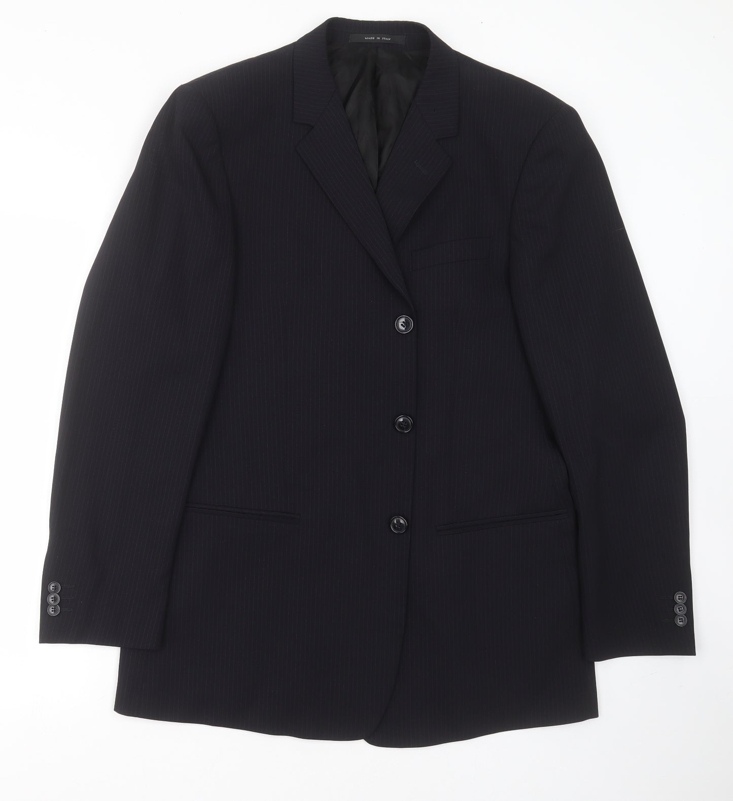 Emporio Armani  Mens Blue Striped Wool Jacket Suit Jacket Size 42
