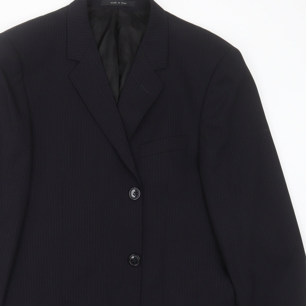 Emporio Armani  Mens Blue Striped Wool Jacket Suit Jacket Size 42