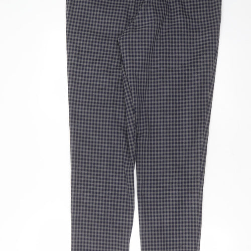 MCNEAL Mens Blue Check Polyester Trousers  Size 36 in L31 in Regular Zip