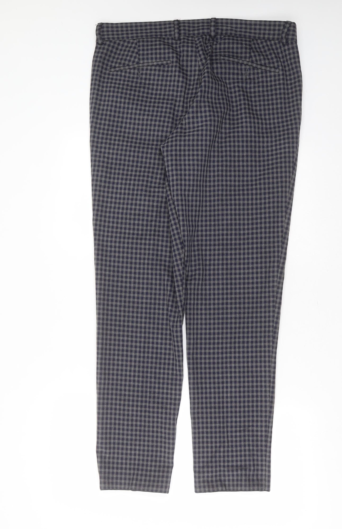MCNEAL Mens Blue Check Polyester Trousers  Size 36 in L31 in Regular Zip