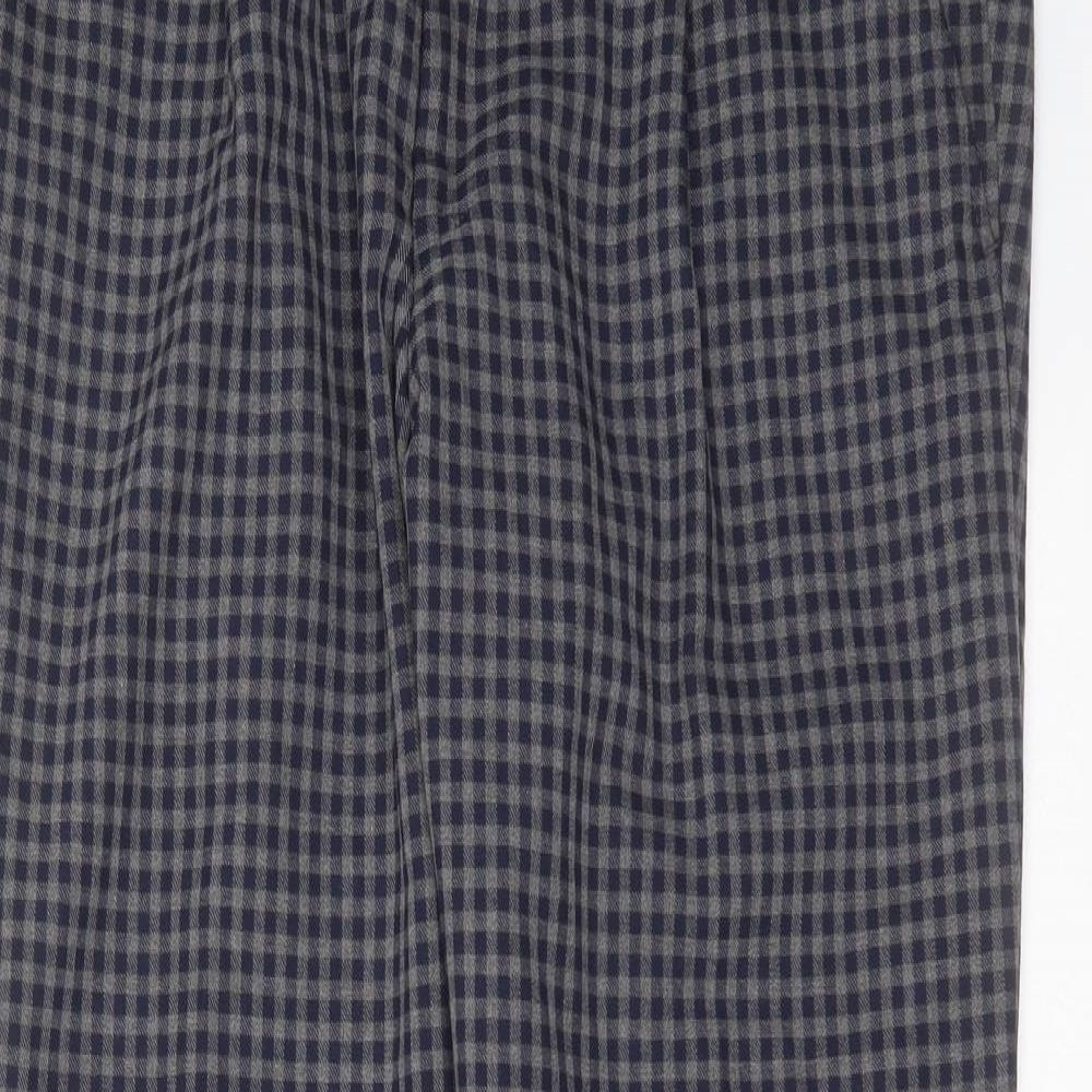 MCNEAL Mens Blue Check Polyester Trousers  Size 36 in L31 in Regular Zip
