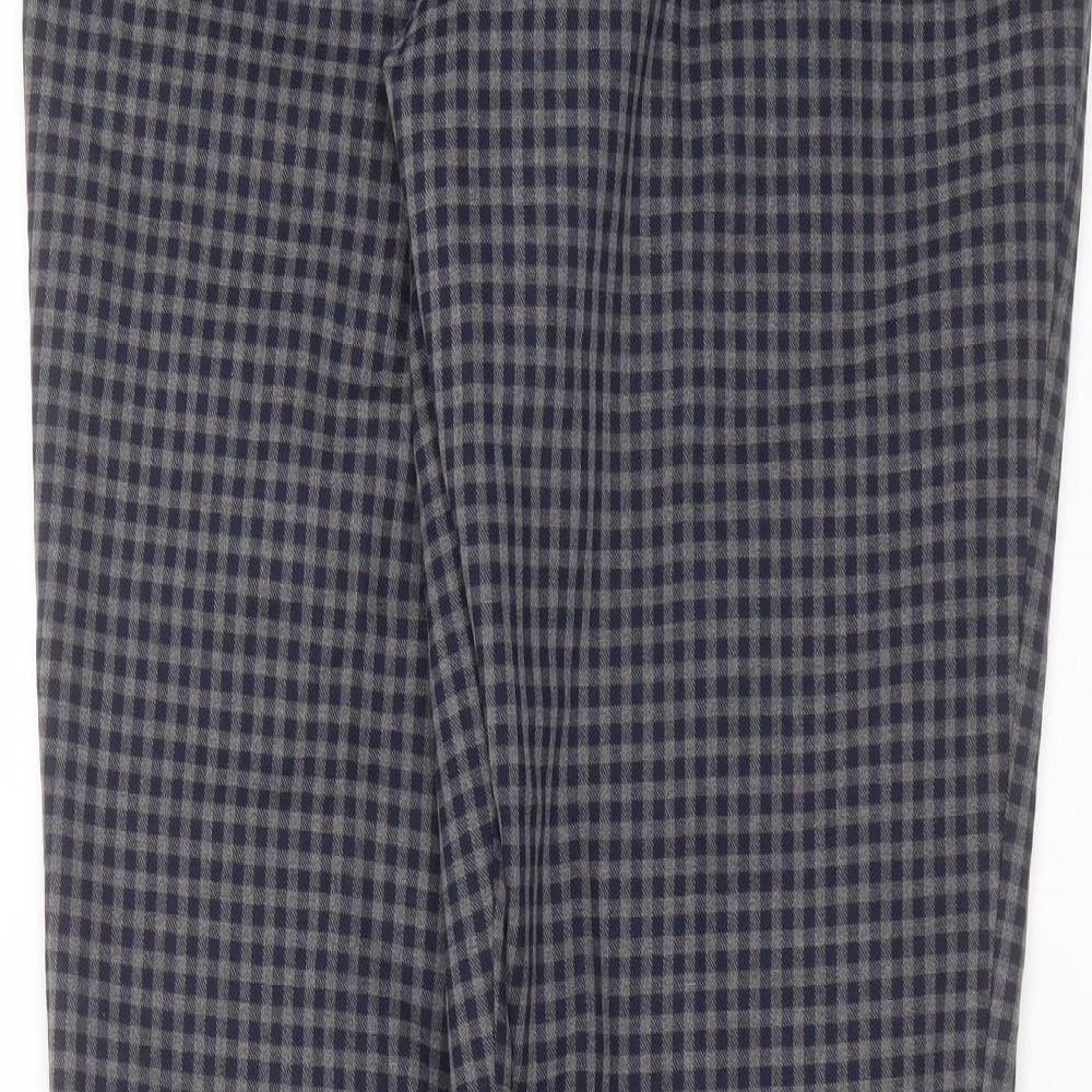 MCNEAL Mens Blue Check Polyester Trousers  Size 36 in L31 in Regular Zip