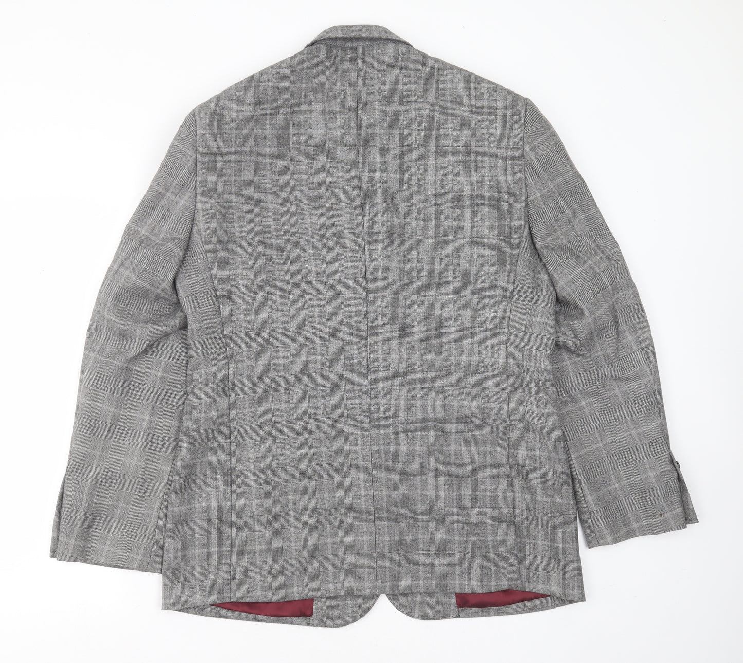 Savoy Taylors Guild  Mens Grey Check Wool Jacket Suit Jacket Size 42
