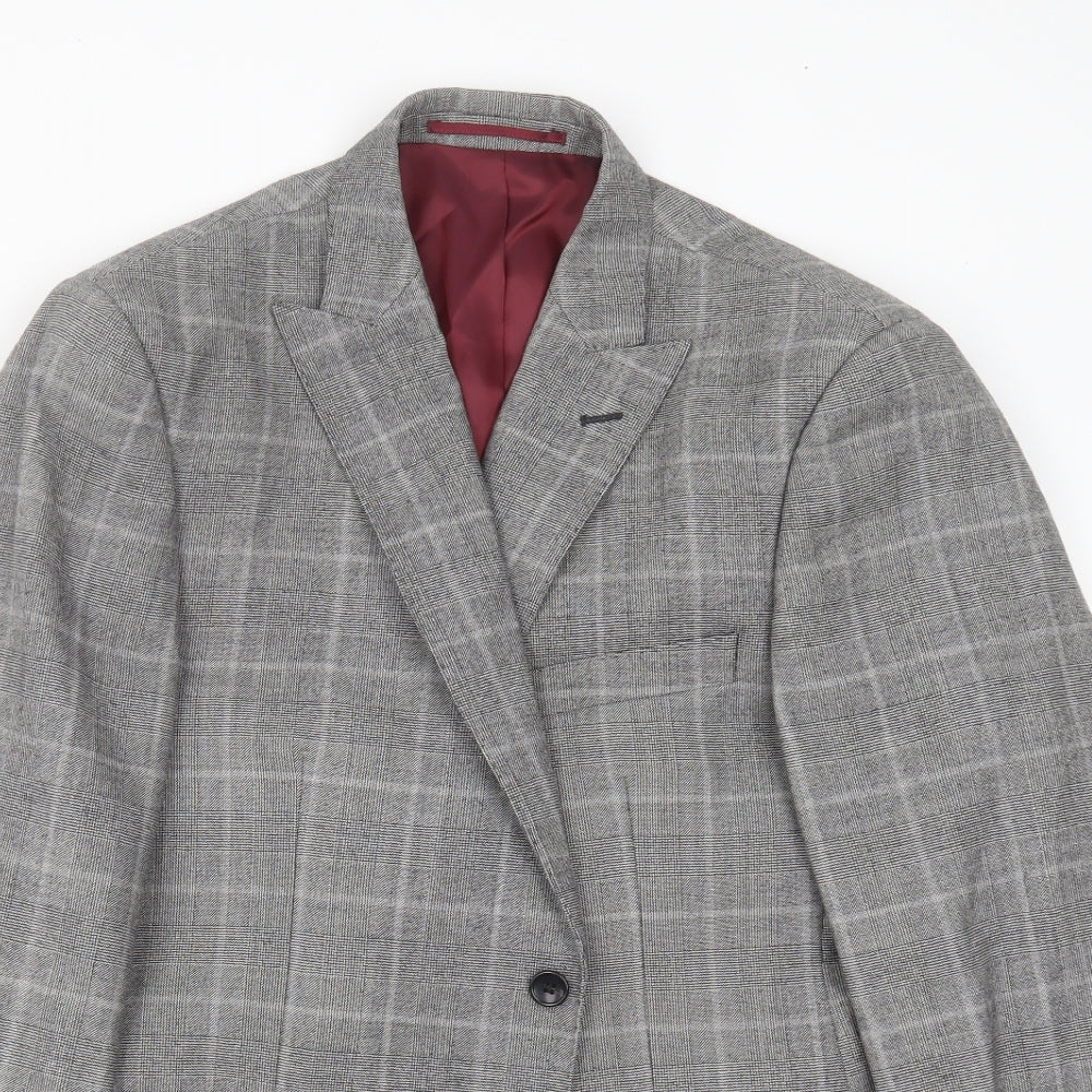 Savoy Taylors Guild  Mens Grey Check Wool Jacket Suit Jacket Size 42