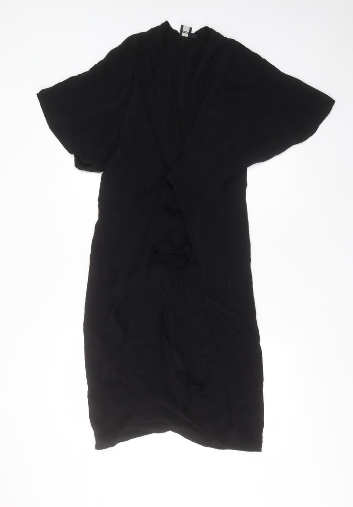 ASOS Womens Black  Viscose Shift  Size 8  V-Neck  - tie Front Detail