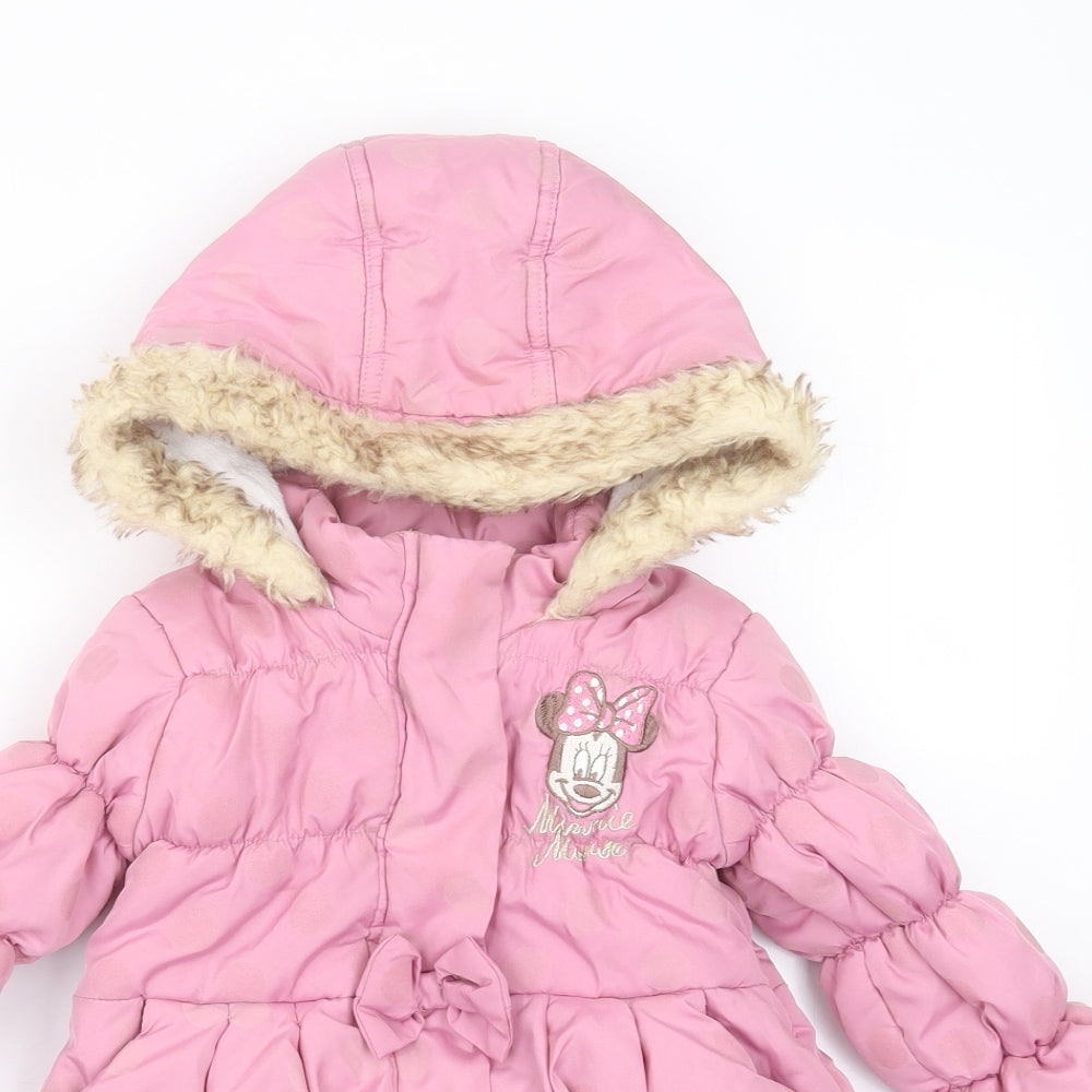 Disney Girls Pink Polka Dot  Jacket Coat Size 18-24 Months   Zip - minnie mouse