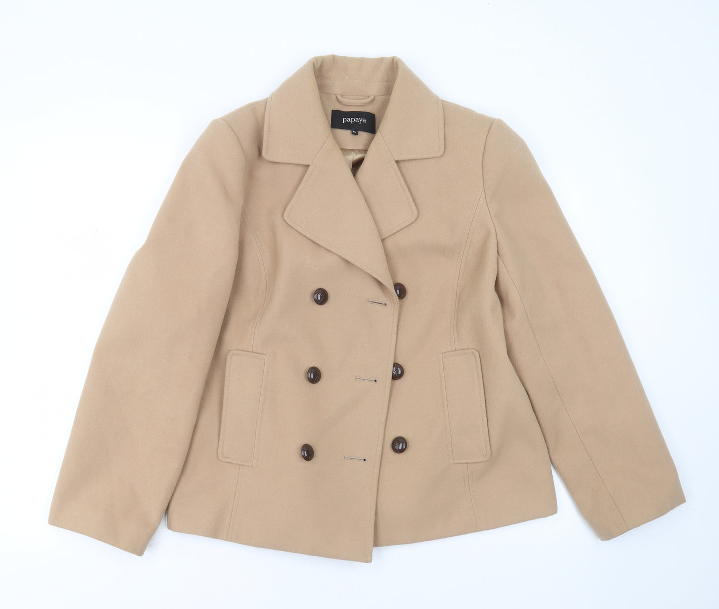 Papaya Womens Beige   Jacket Coat Size 16  Button