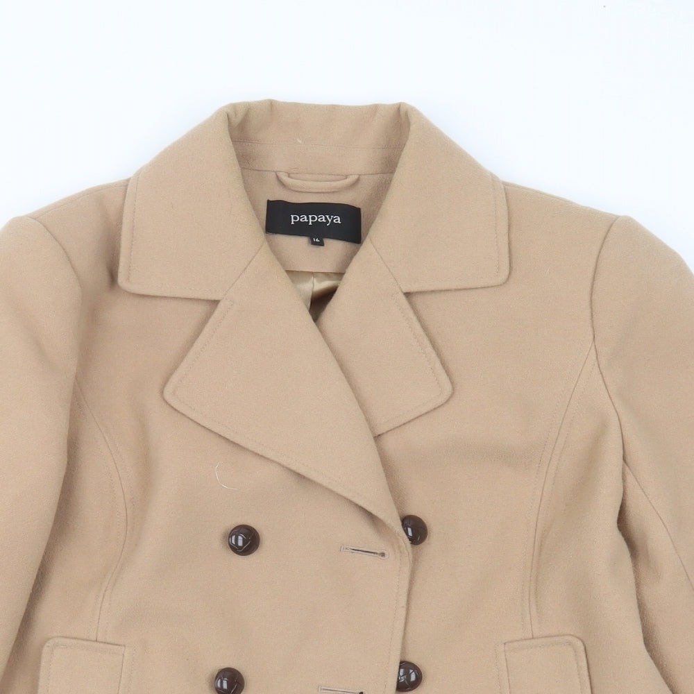 Papaya Womens Beige   Jacket Coat Size 16  Button