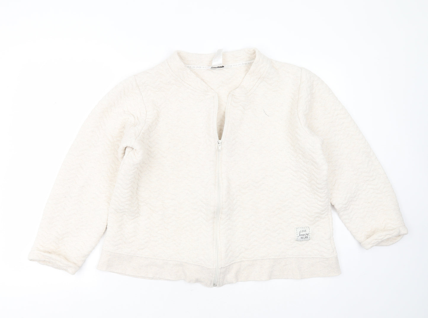 Avon Womens Beige Geometric Cotton Full Zip Sweatshirt Size 18  Zip