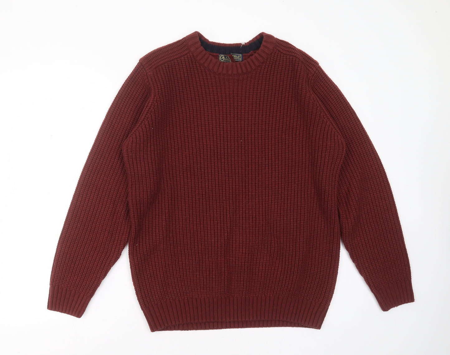 PG FIELD Mens Red Round Neck  Acrylic Pullover Jumper Size M   - burgundy