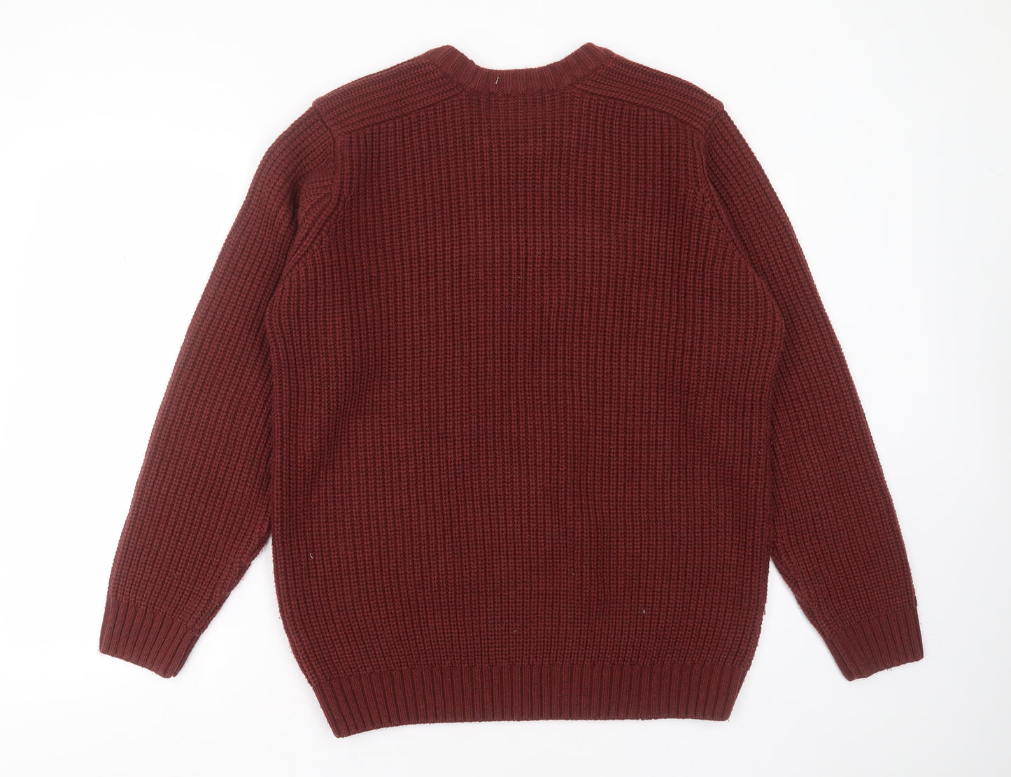 PG FIELD Mens Red Round Neck  Acrylic Pullover Jumper Size M   - burgundy