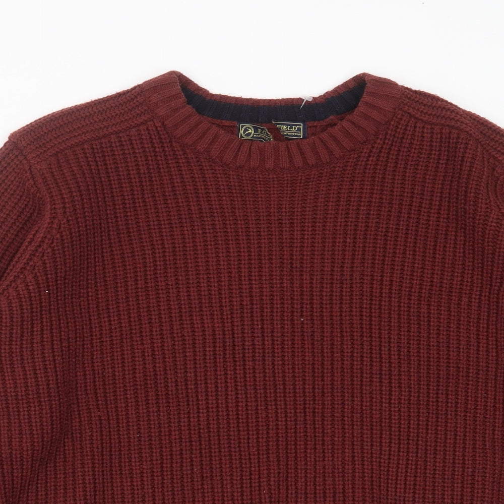 PG FIELD Mens Red Round Neck  Acrylic Pullover Jumper Size M   - burgundy