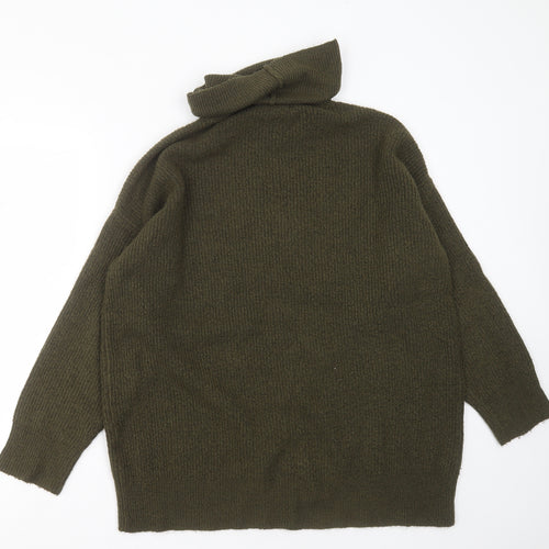 New Look Womens Green Roll Neck  Acrylic Pullover Jumper Size M