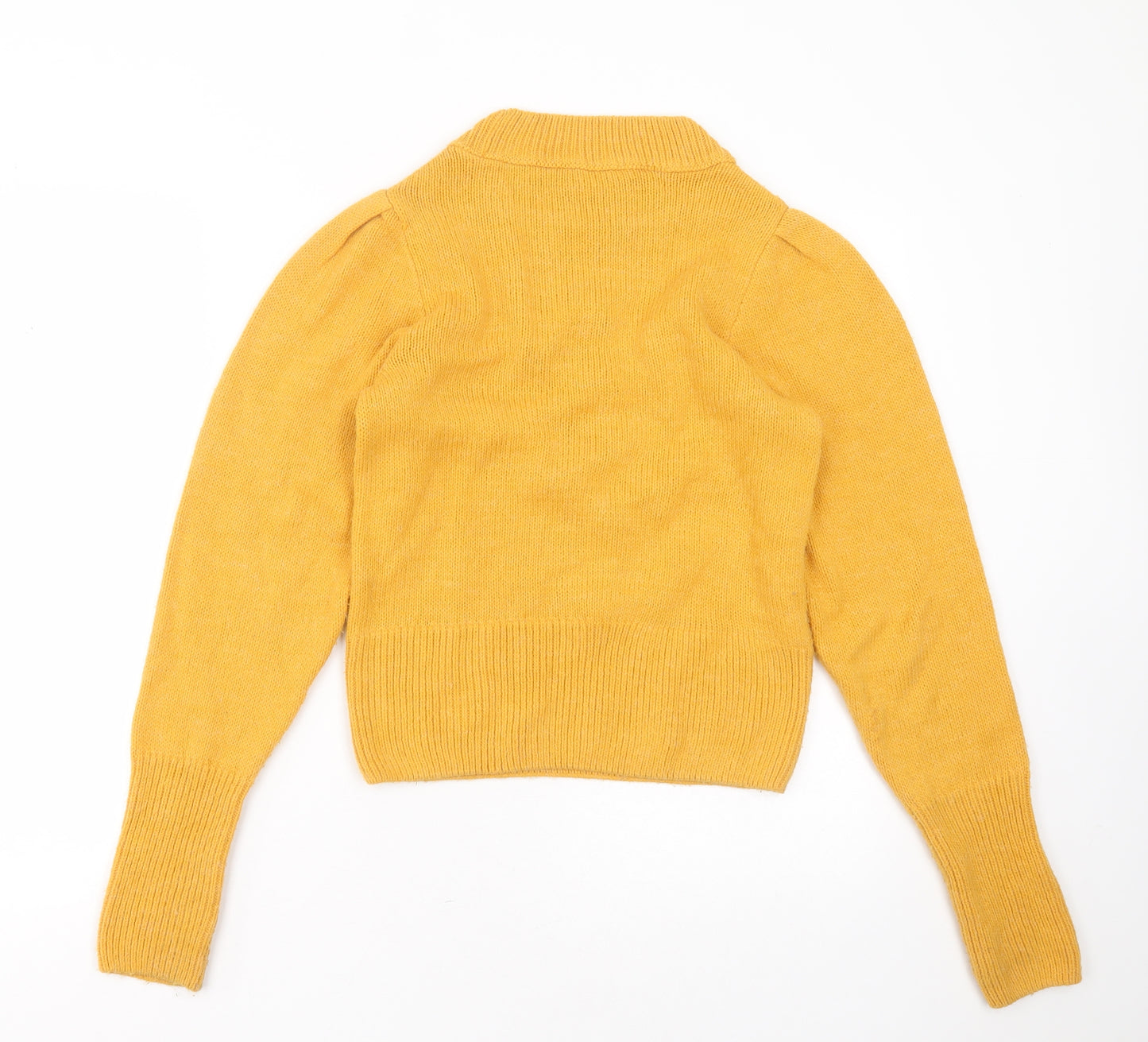 NEXT Womens Yellow Round Neck Geometric Acrylic Pullover Jumper Size 6