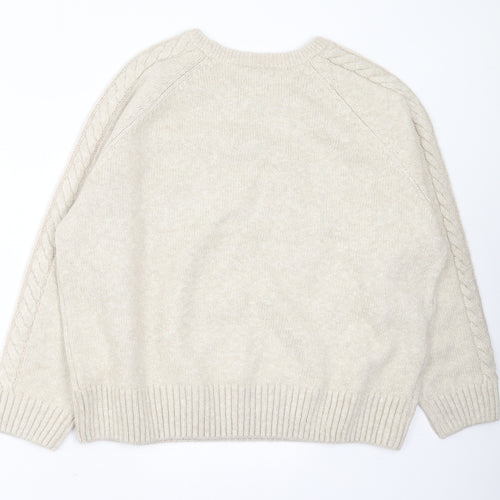 TU Womens Beige Round Neck  Acrylic Pullover Jumper Size 20