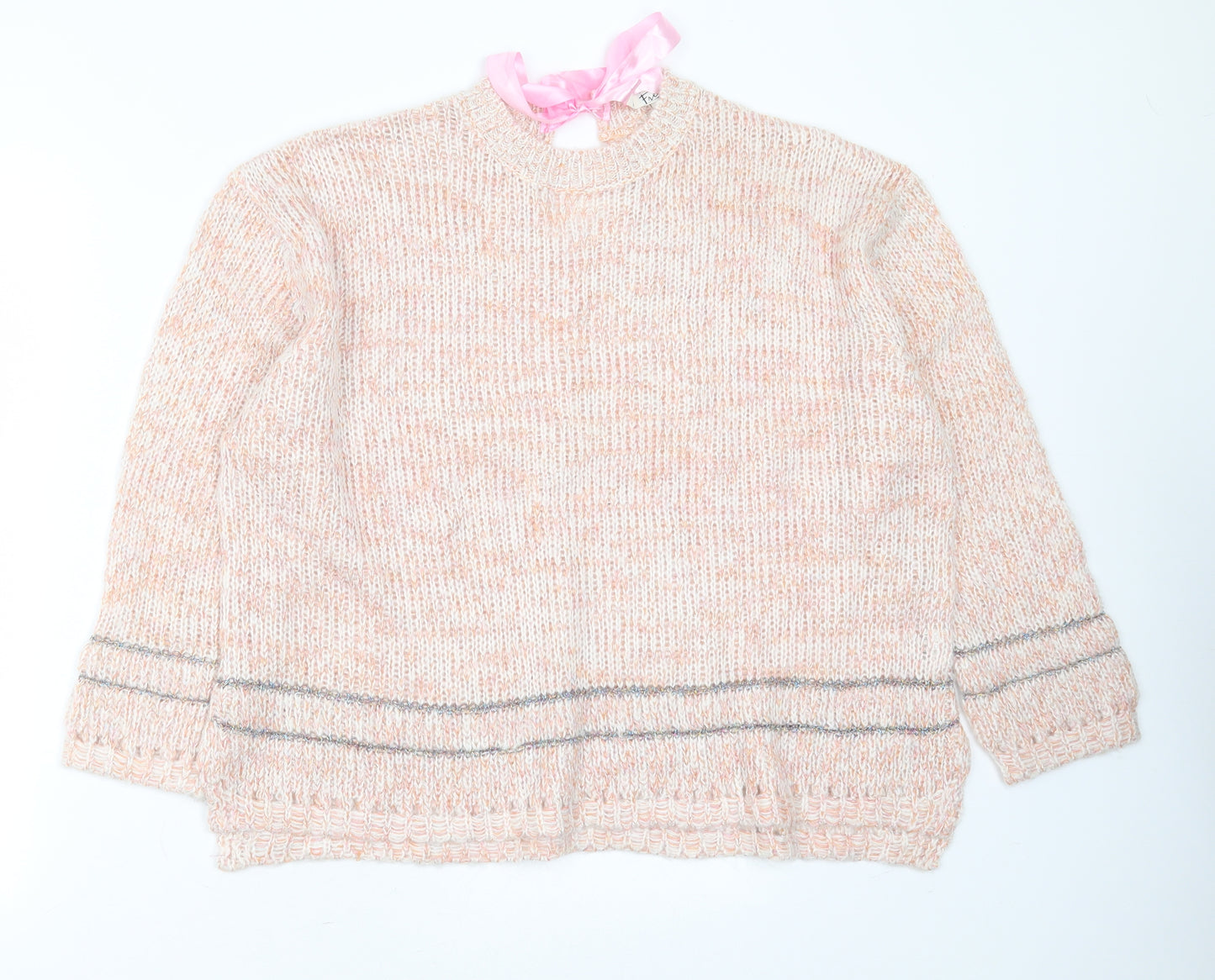 Freedom Womens Pink Round Neck  Acrylic Pullover Jumper Size XL