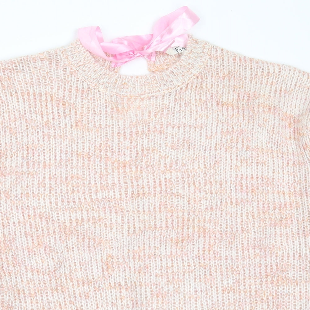 Freedom Womens Pink Round Neck  Acrylic Pullover Jumper Size XL