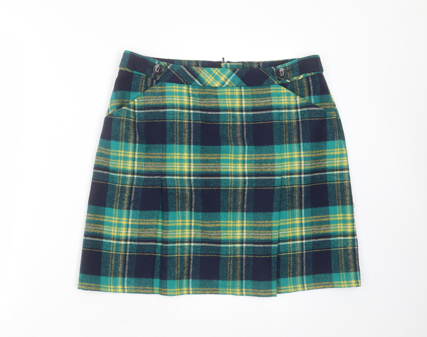TU Womens Green Plaid Polyester Mini Skirt Size 12