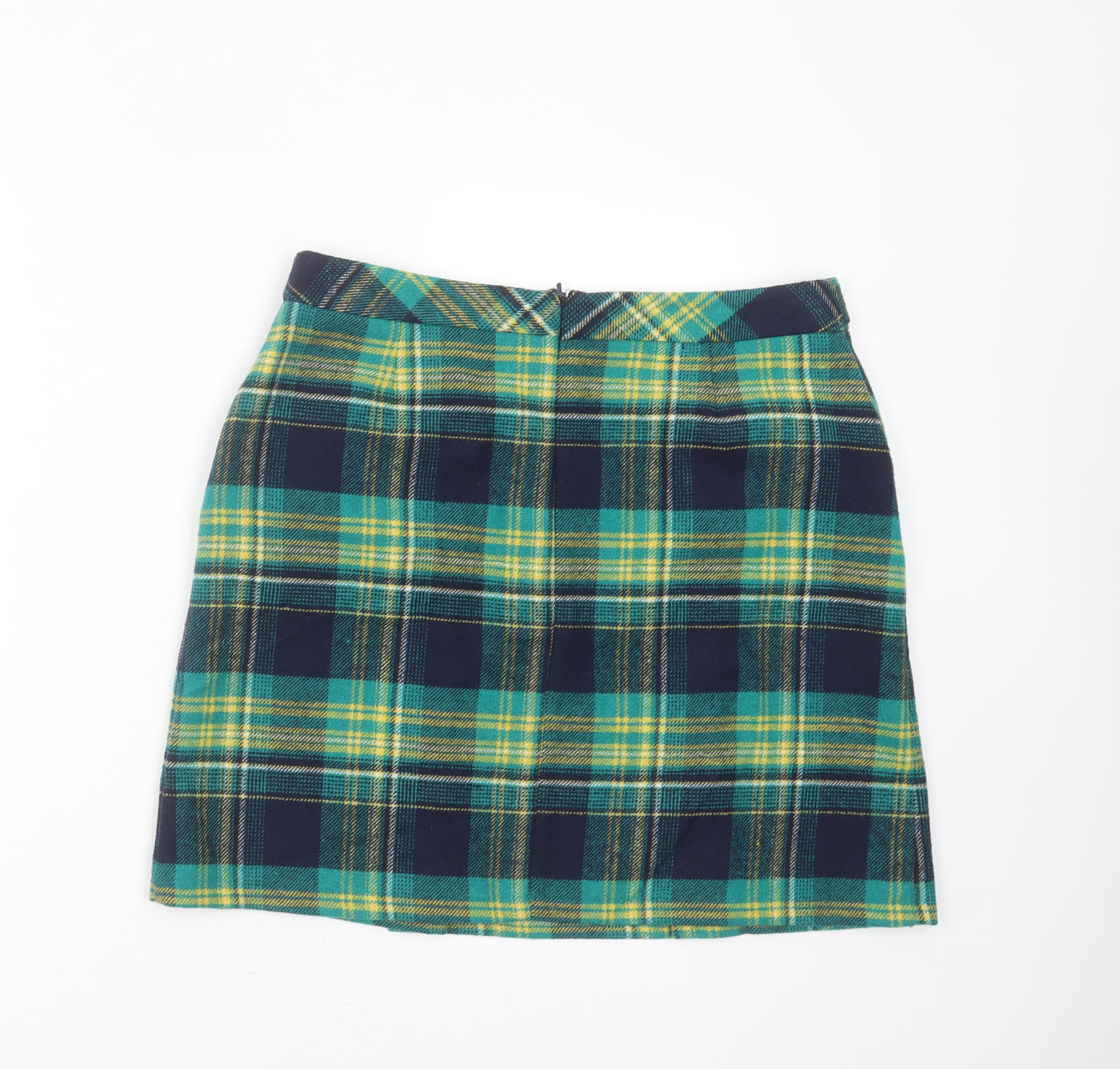TU Womens Green Plaid Polyester Mini Skirt Size 12