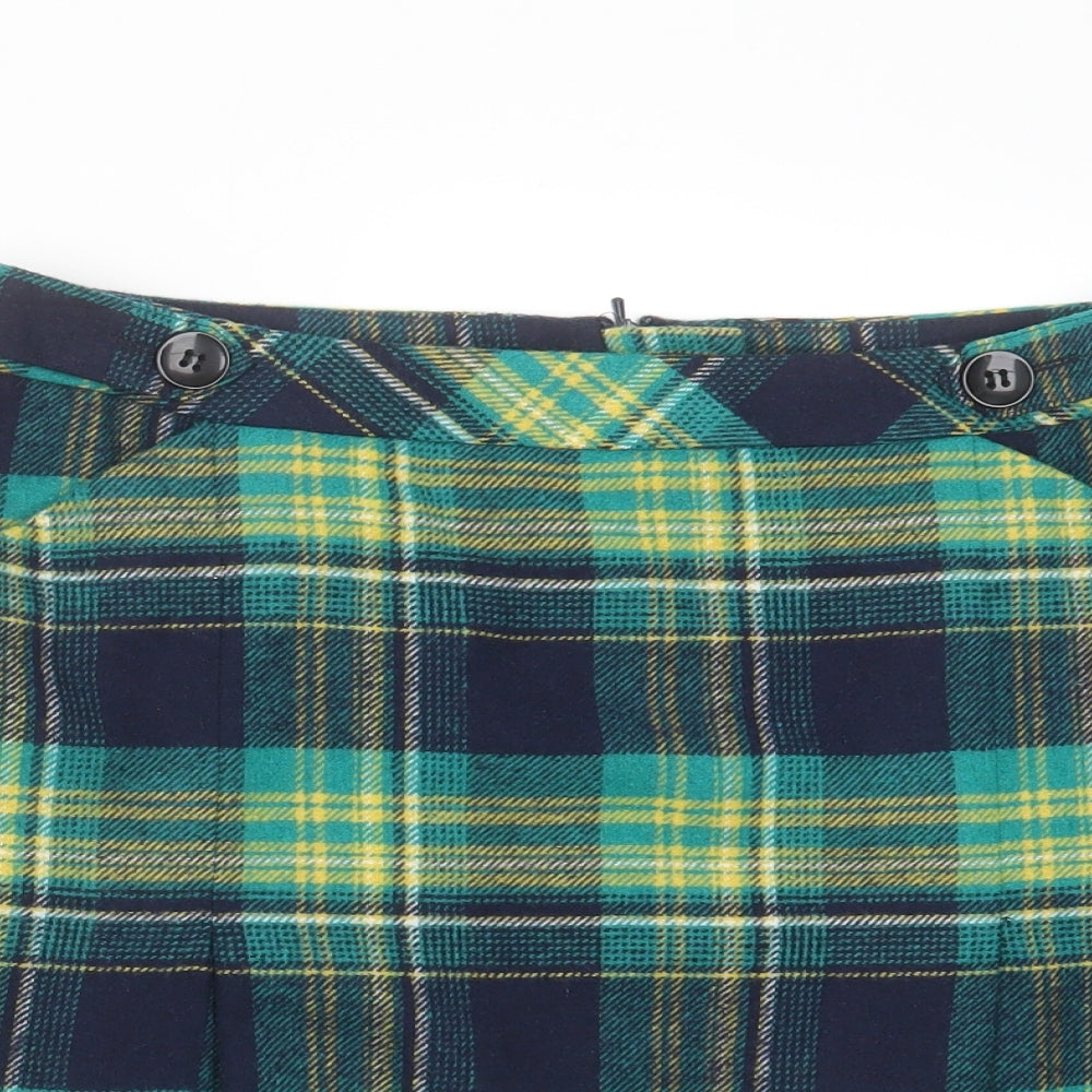 TU Womens Green Plaid Polyester Mini Skirt Size 12