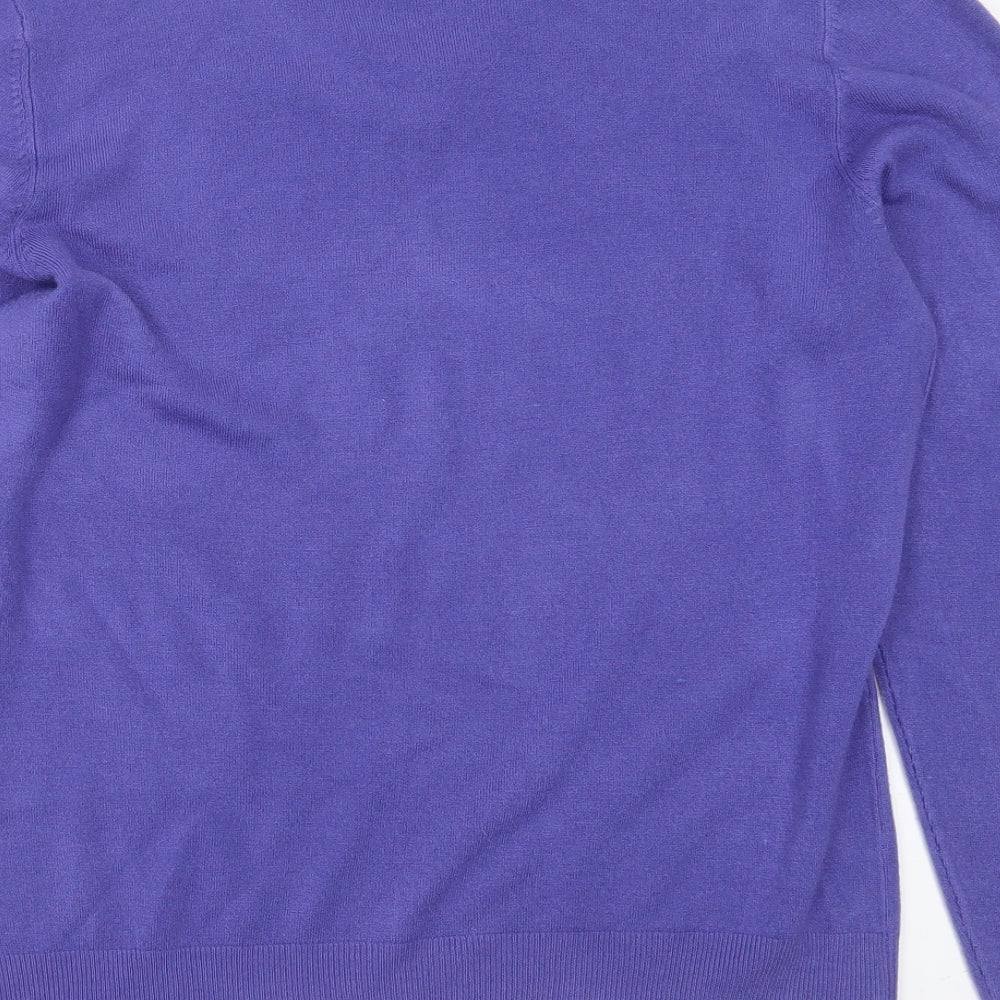Marks and Spencer Mens Purple V-Neck  Acrylic Pullover Jumper Size L