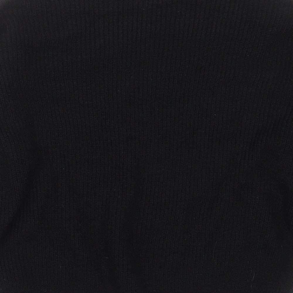 Topshop Womens Black V-Neck Geometric Acrylic Pullover Jumper Size 12