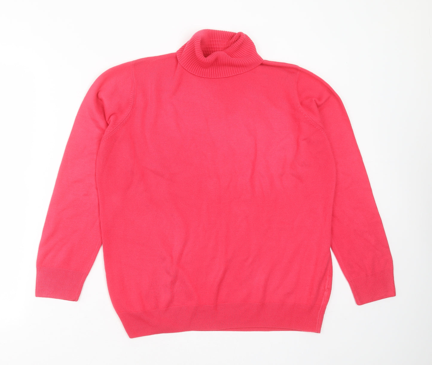 Marks and Spencer Womens Pink Roll Neck  Acrylic Pullover Jumper Size 16