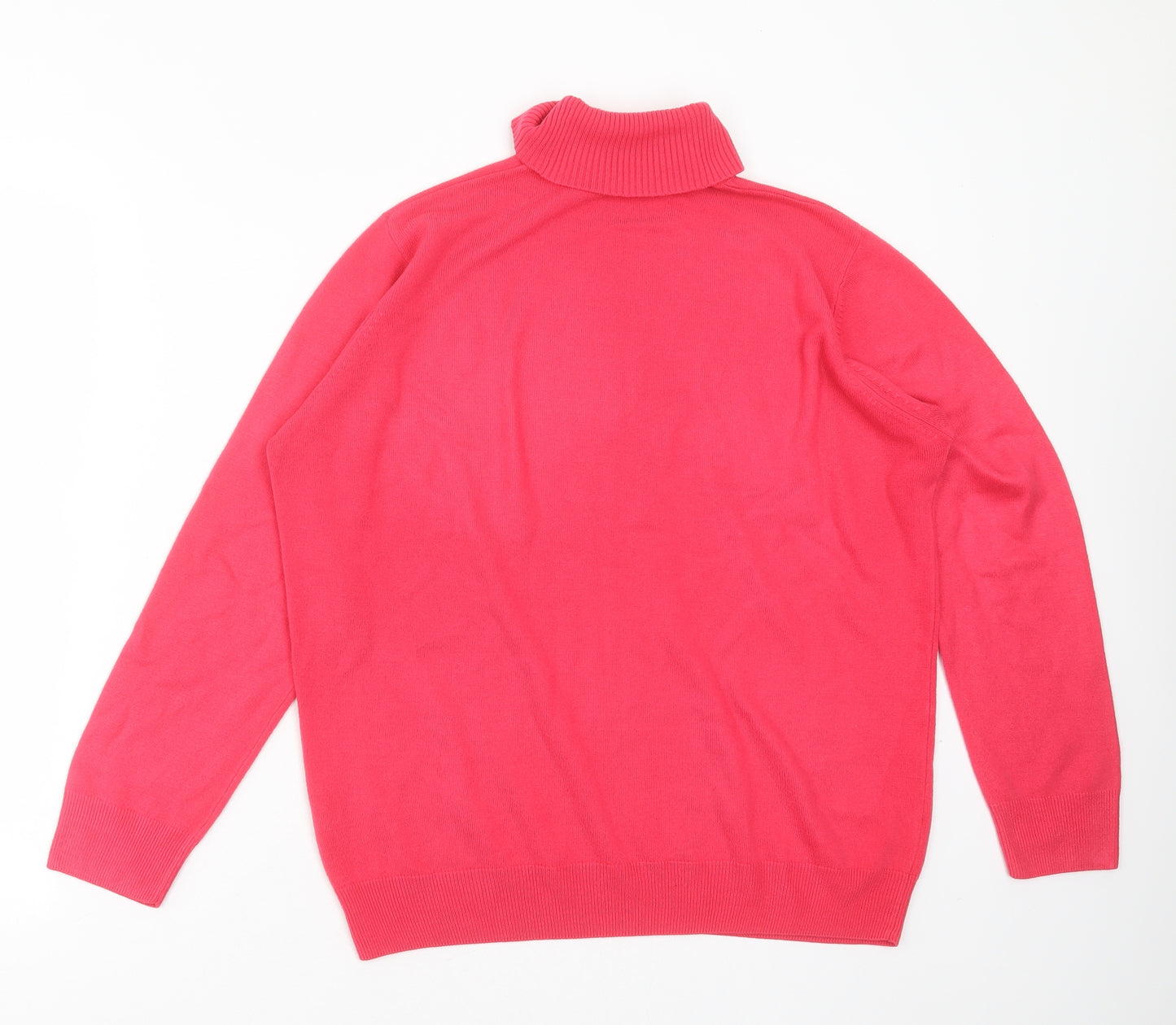 Marks and Spencer Womens Pink Roll Neck  Acrylic Pullover Jumper Size 16