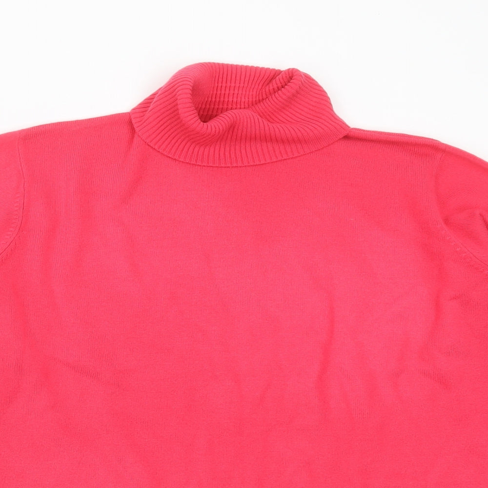 Marks and Spencer Womens Pink Roll Neck  Acrylic Pullover Jumper Size 16