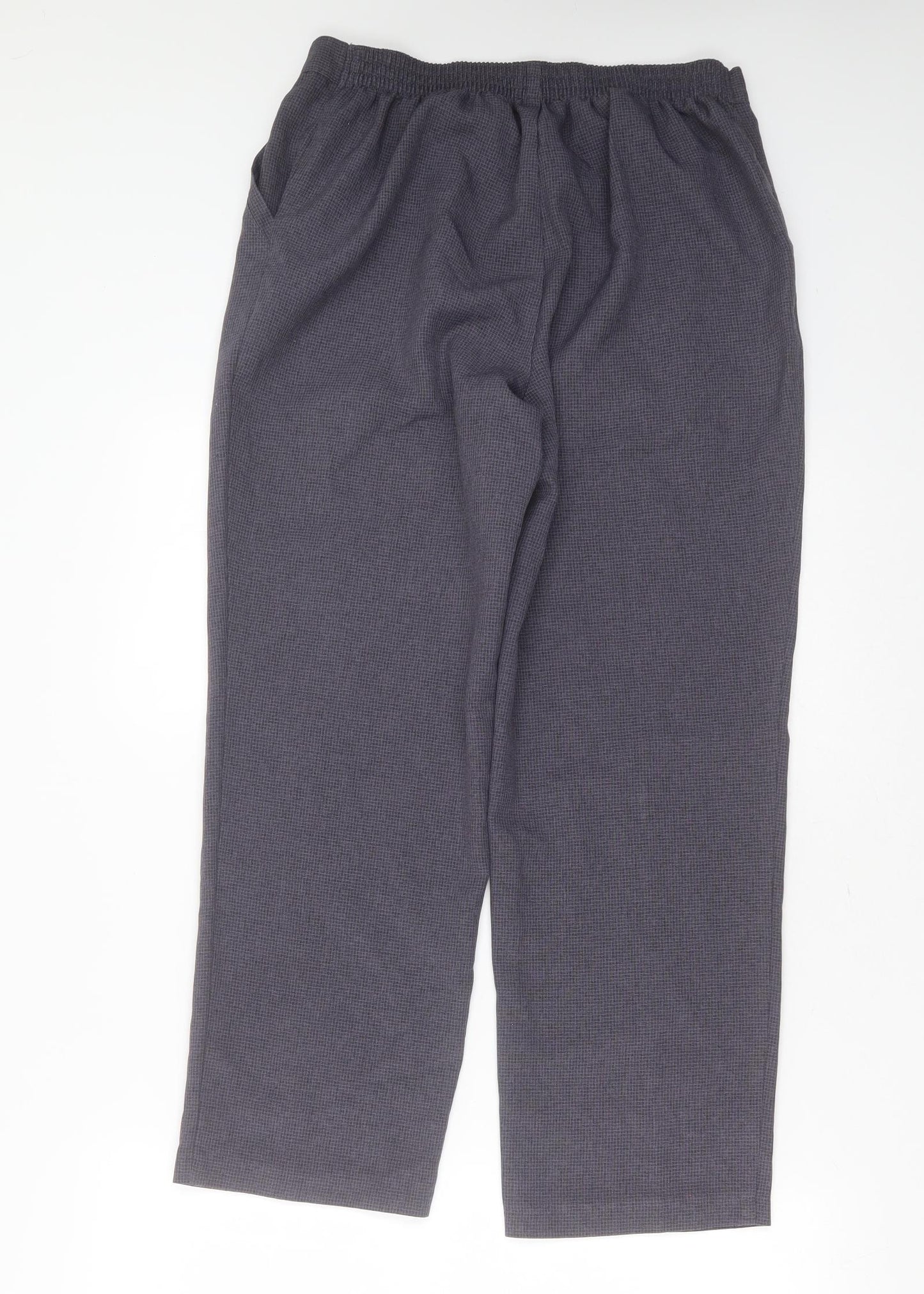 Marks and Spencer Womens Blue Check Polyester Trousers  Size 12 L26 in Regular