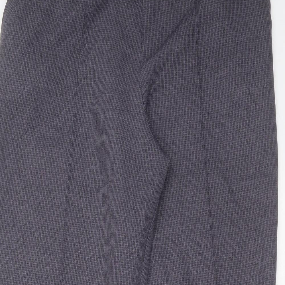 Marks and Spencer Womens Blue Check Polyester Trousers  Size 12 L26 in Regular