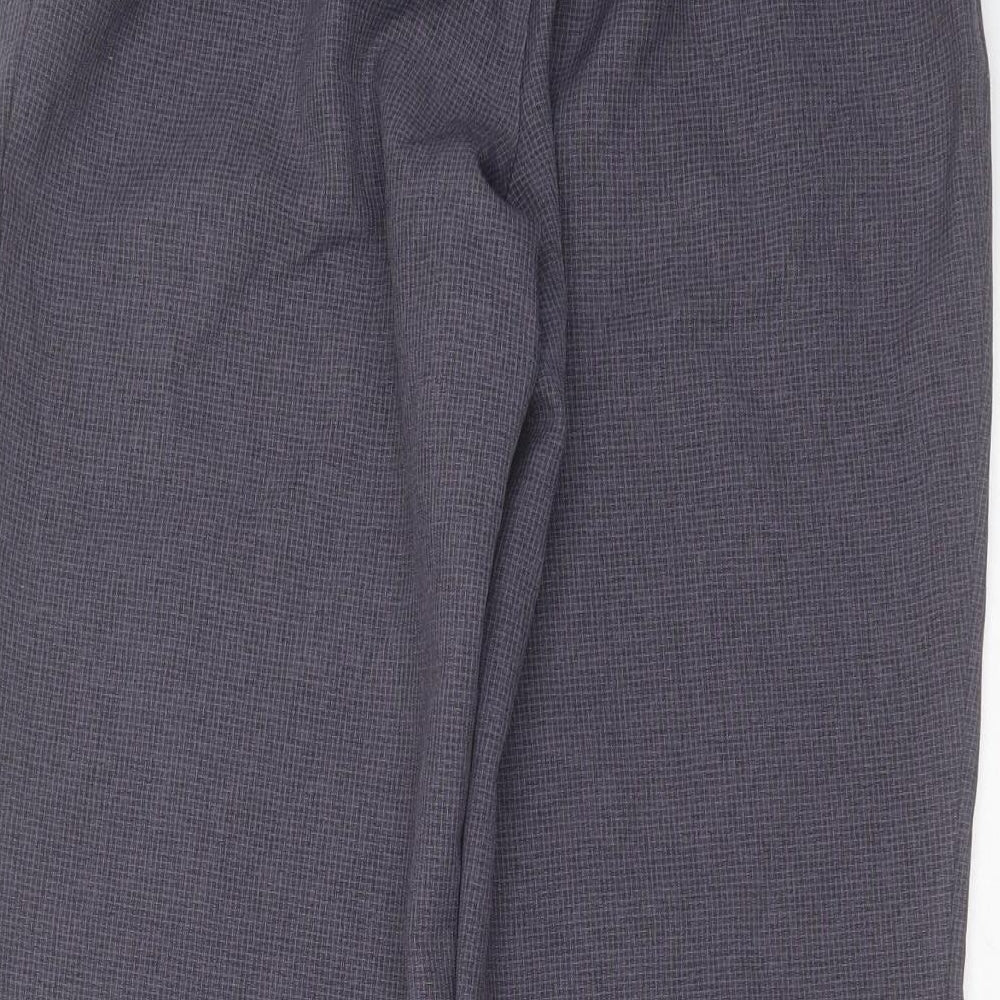 Marks and Spencer Womens Blue Check Polyester Trousers  Size 12 L26 in Regular