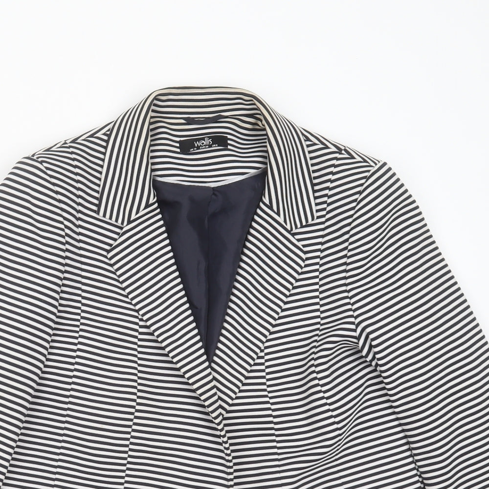 Wallis Womens Blue Striped Polyester Jacket Blazer Size 10