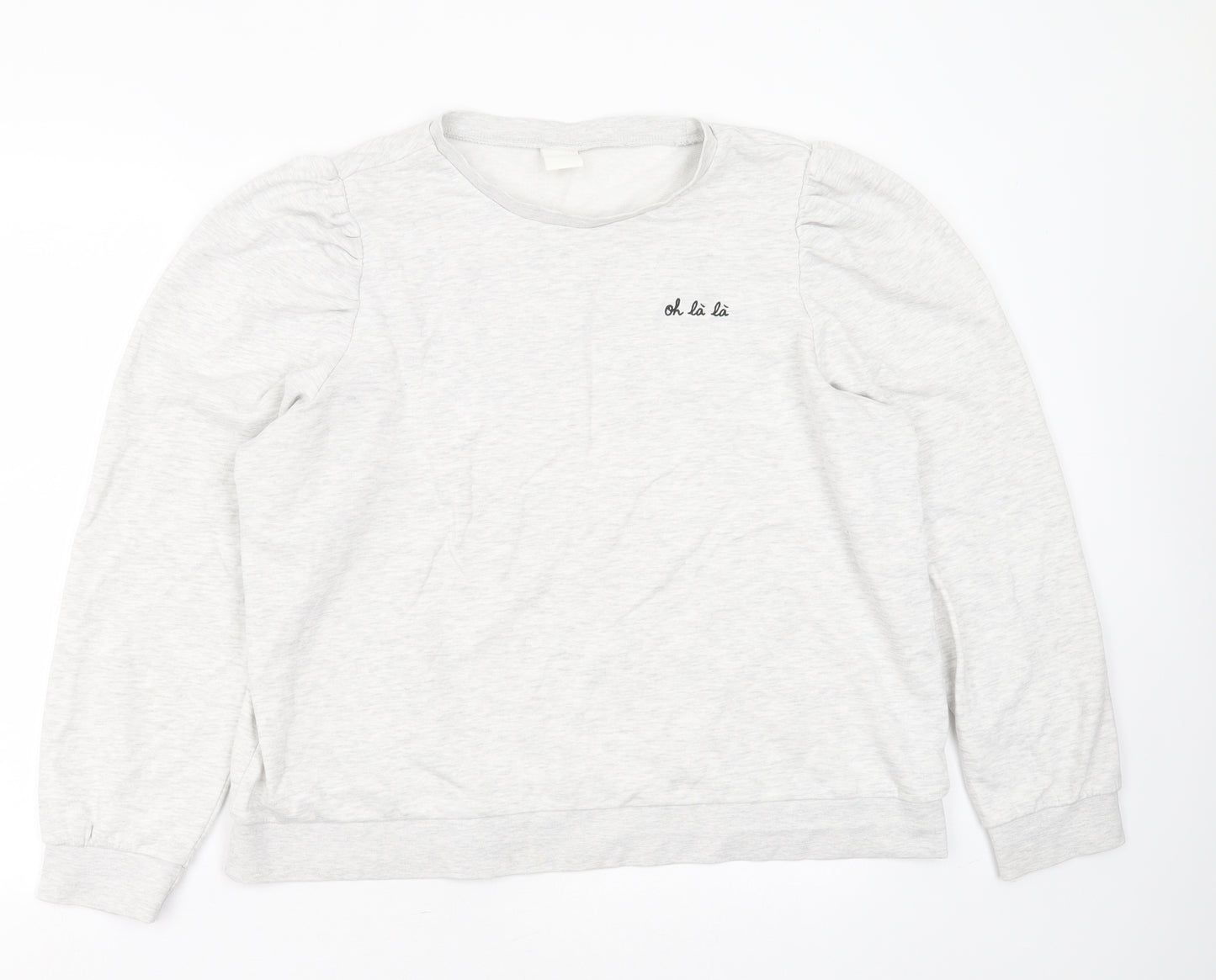 H&M Womens Grey  Cotton Pullover Sweatshirt Size XL   - oh la la