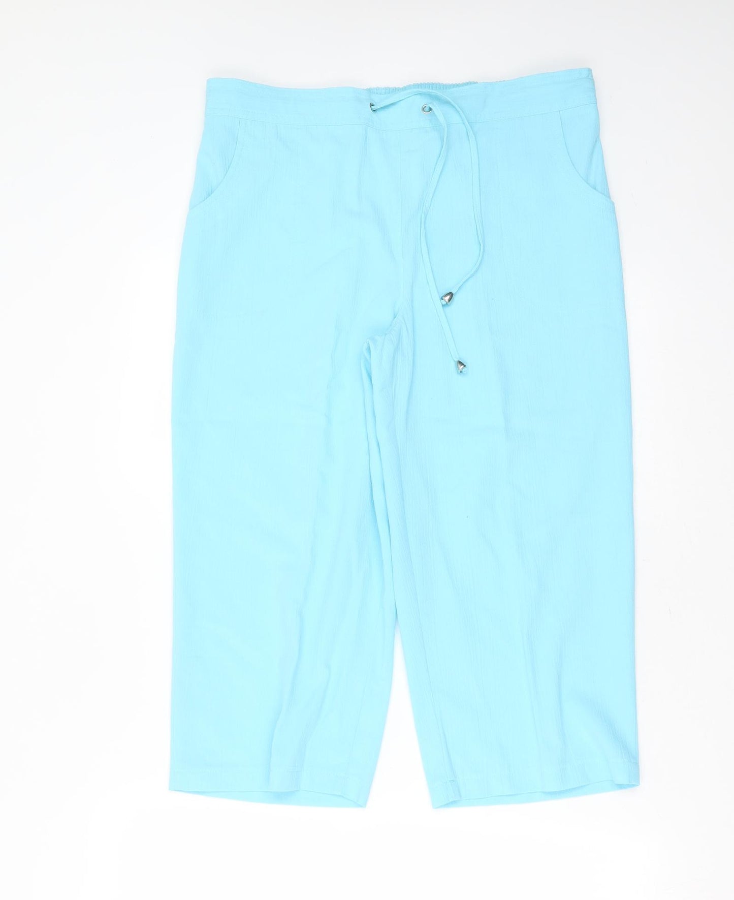 Papaya Womens Blue  Polyester Cropped Trousers Size 14 L20 in Regular