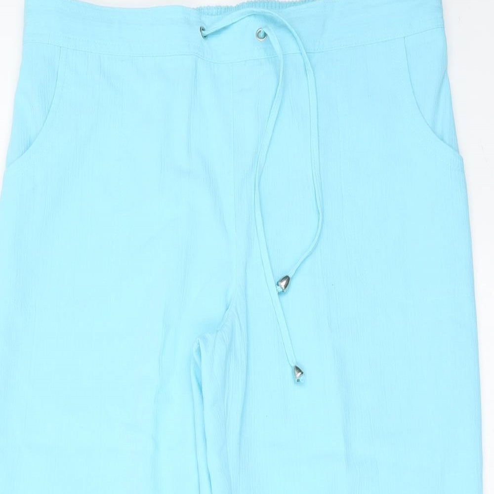 Papaya Womens Blue  Polyester Cropped Trousers Size 14 L20 in Regular