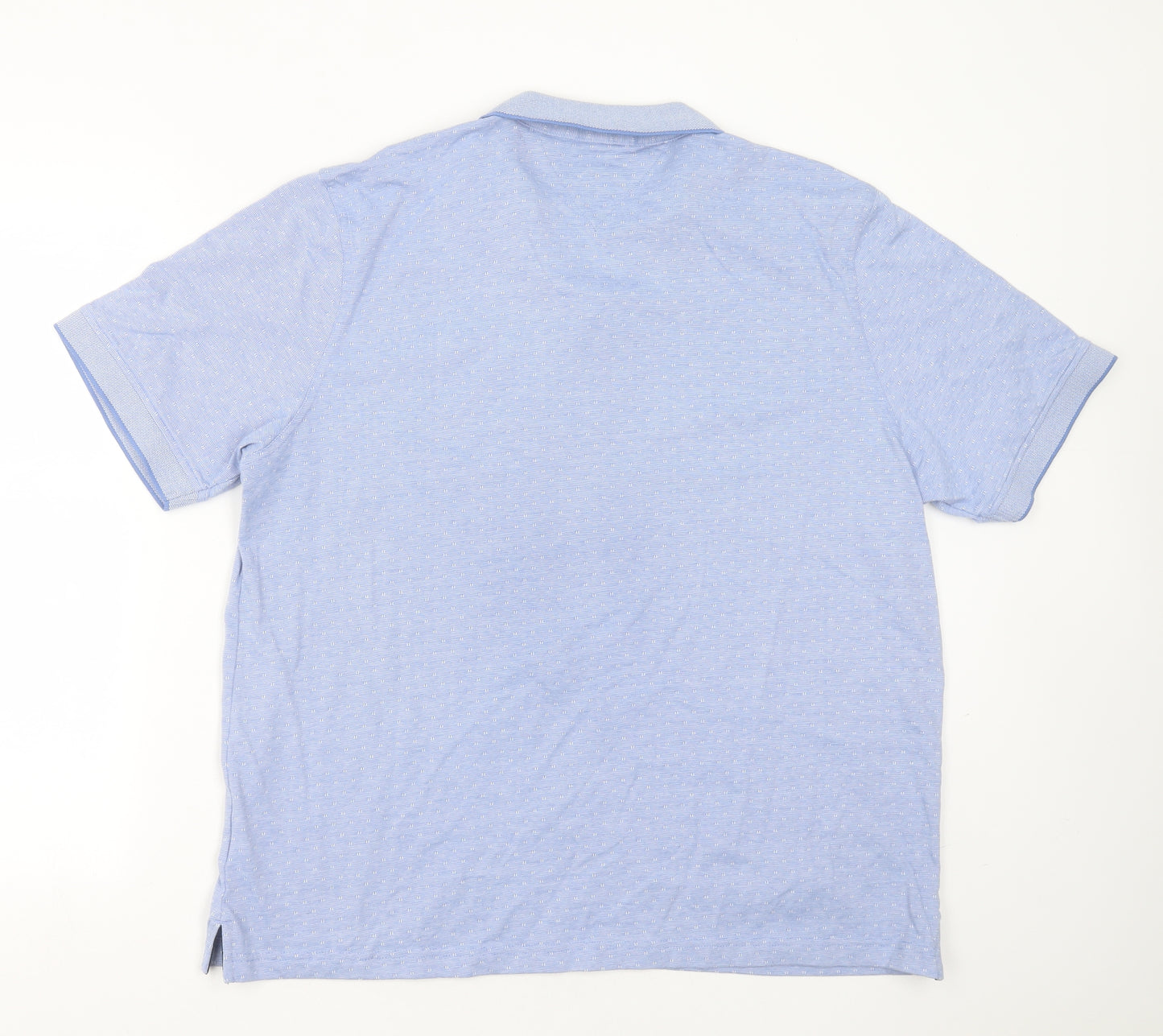 Lincoln Mens Blue Geometric Cotton  Polo Size XL Collared