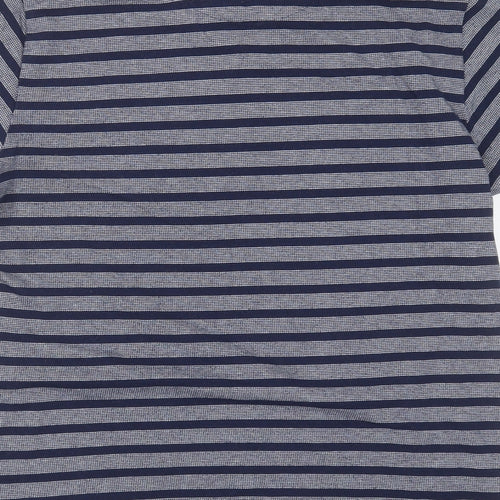 ACW 85 Mens Blue Striped Cotton  Polo Size L Collared