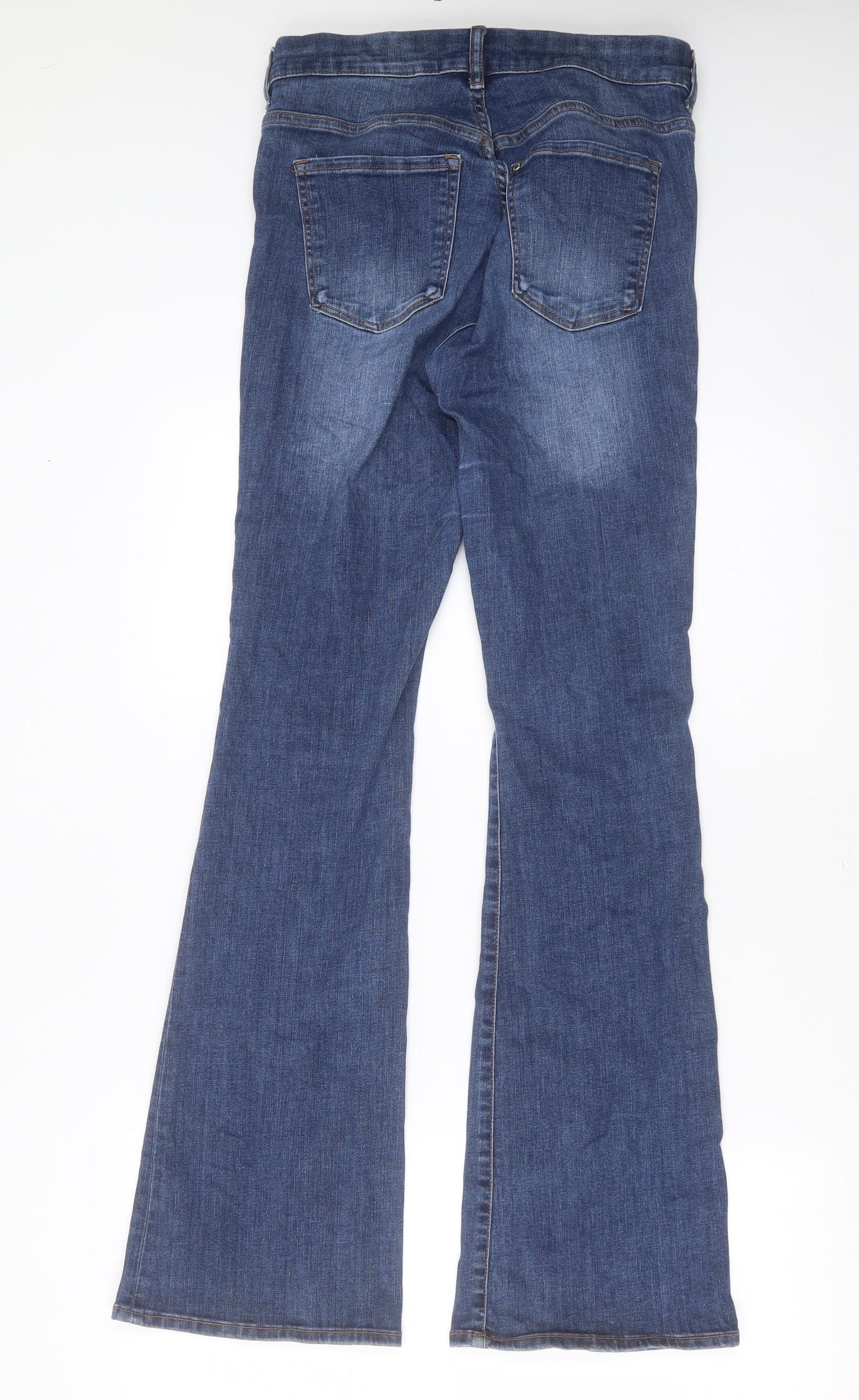 H&M Womens Blue  Cotton Flared Jeans Size 28 in L32 in Regular Zip