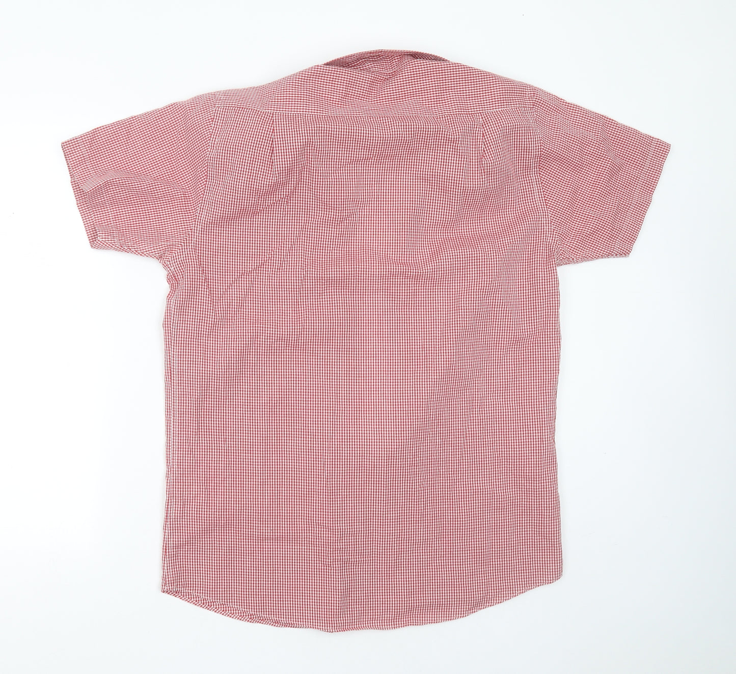 Cedar Wood State Mens Red Check Polyester  Button-Up Size 15.5 Collared Button