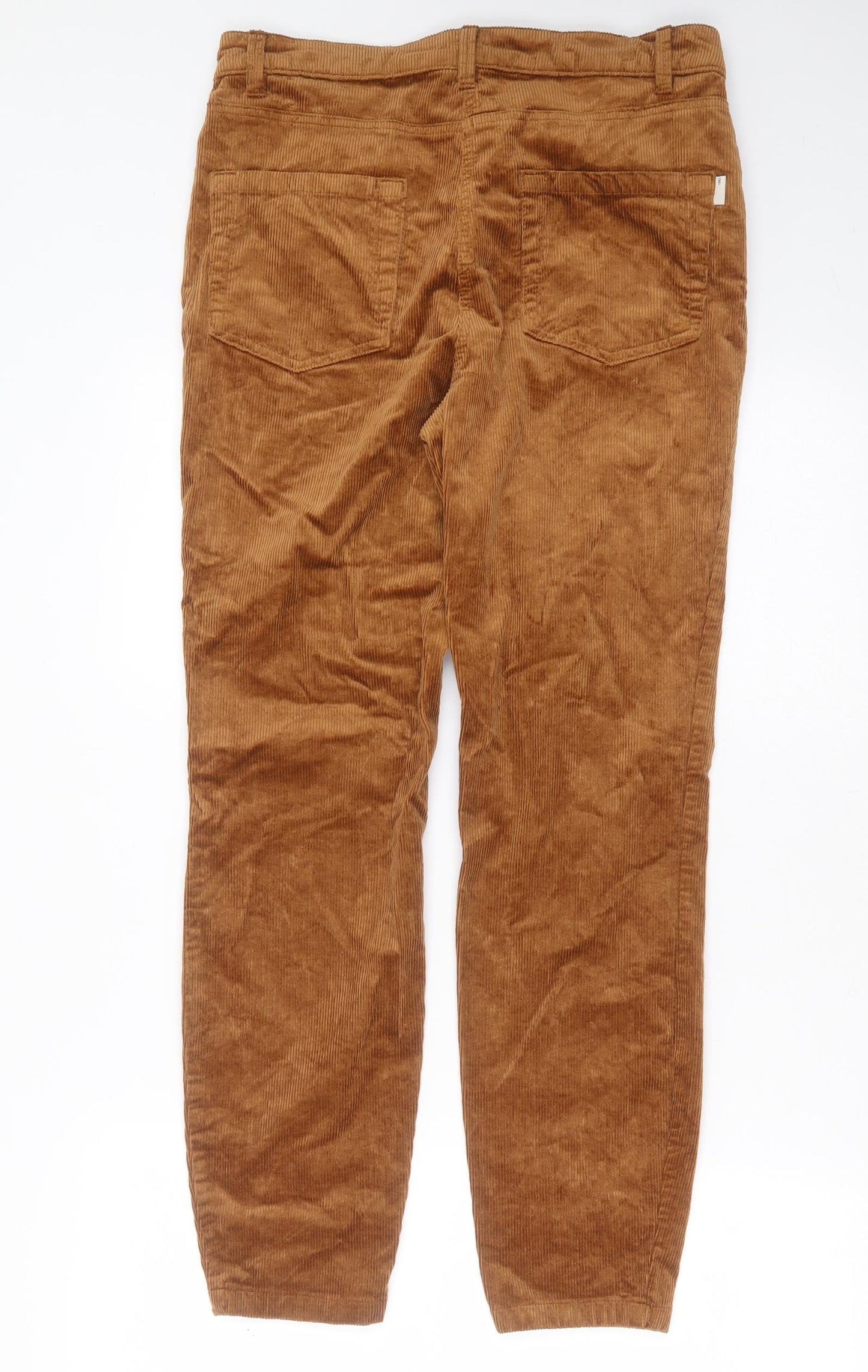 NEXT Womens Brown  Cotton Trousers  Size 12 L27 in Regular Zip