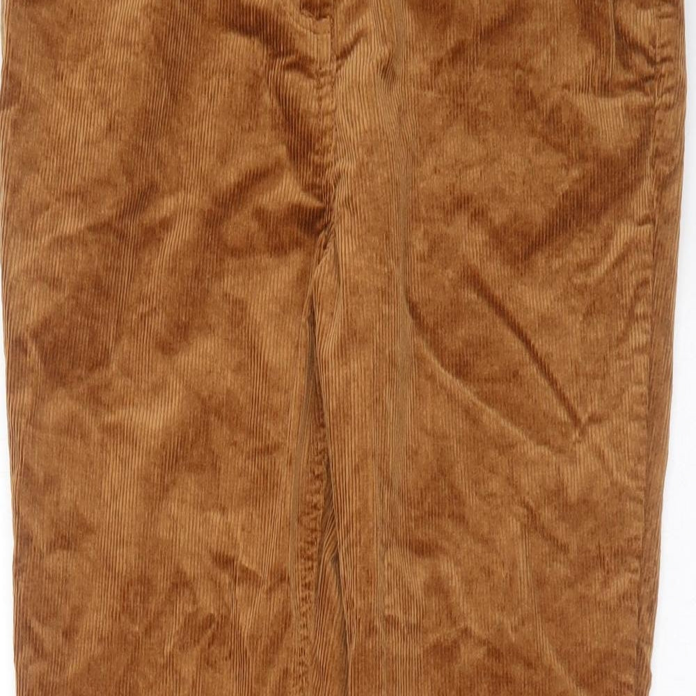 NEXT Womens Brown  Cotton Trousers  Size 12 L27 in Regular Zip