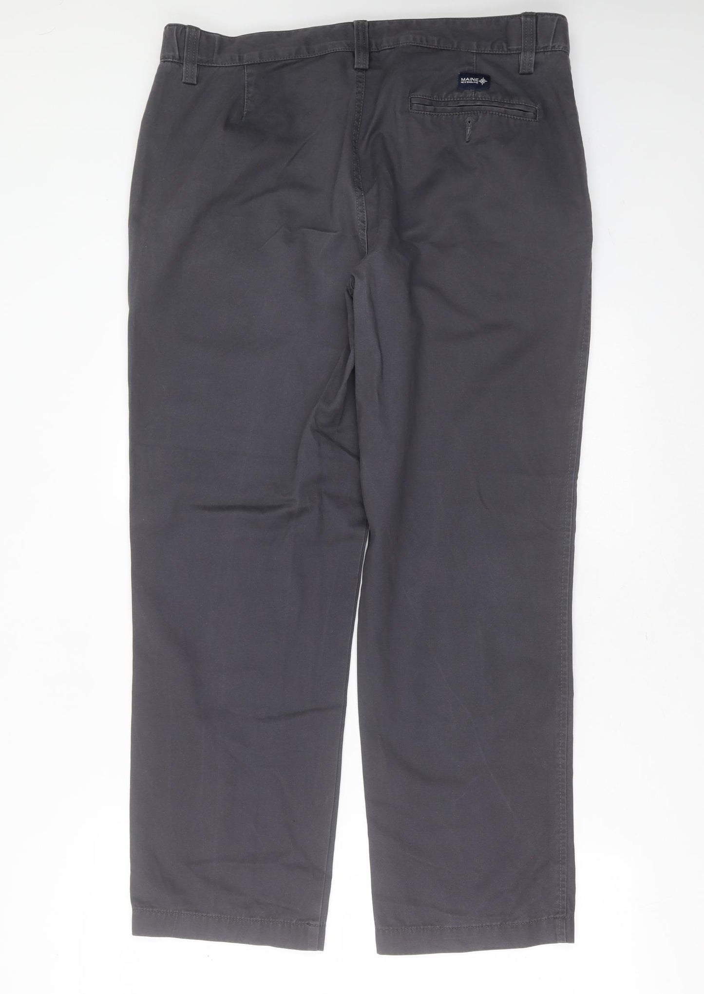 Maine New England Mens Grey  Cotton Chino Trousers Size 36 in L29 in Regular Zip