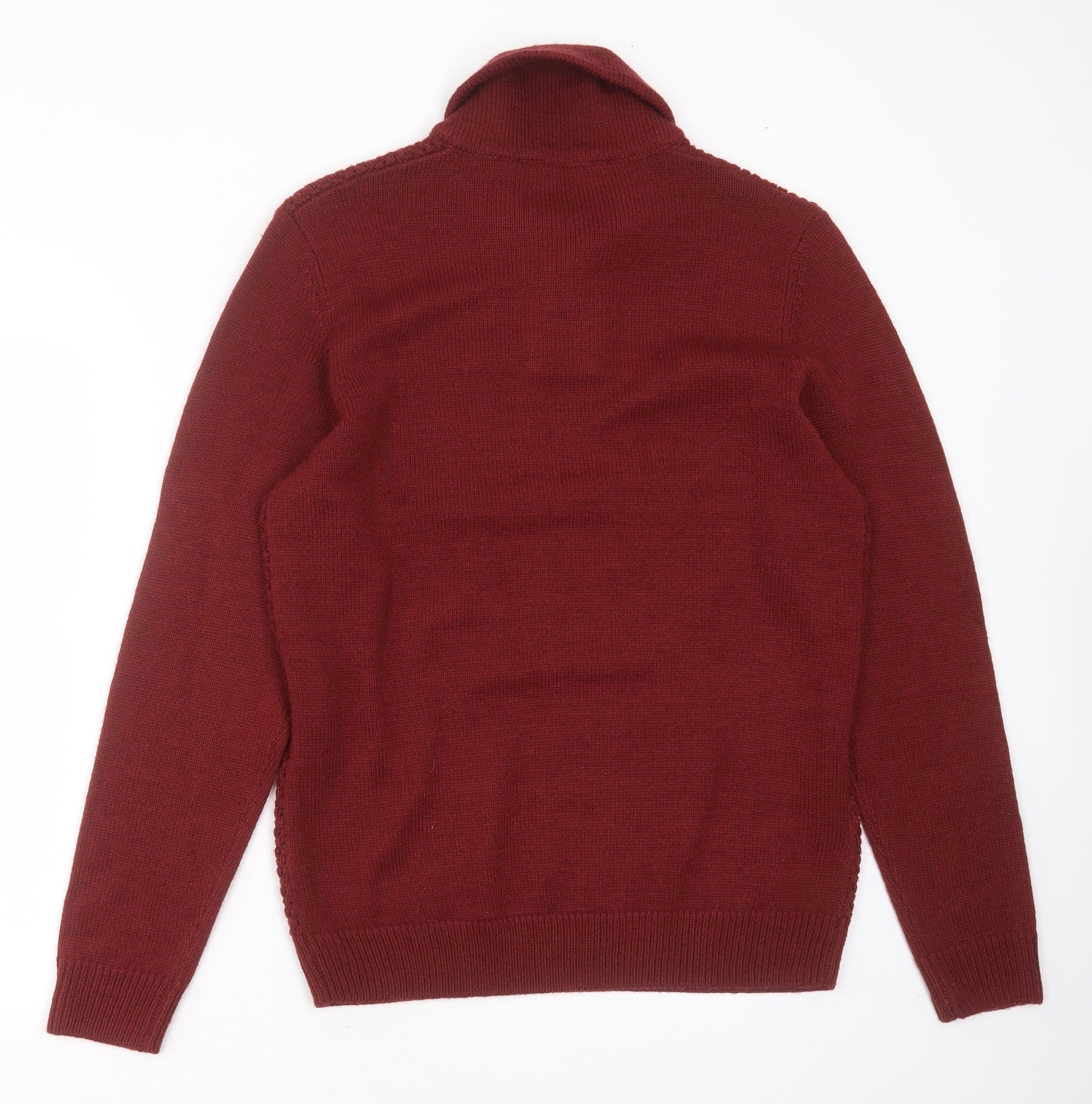 Kensington Mens Red Collared Geometric Acrylic Pullover Jumper Size L