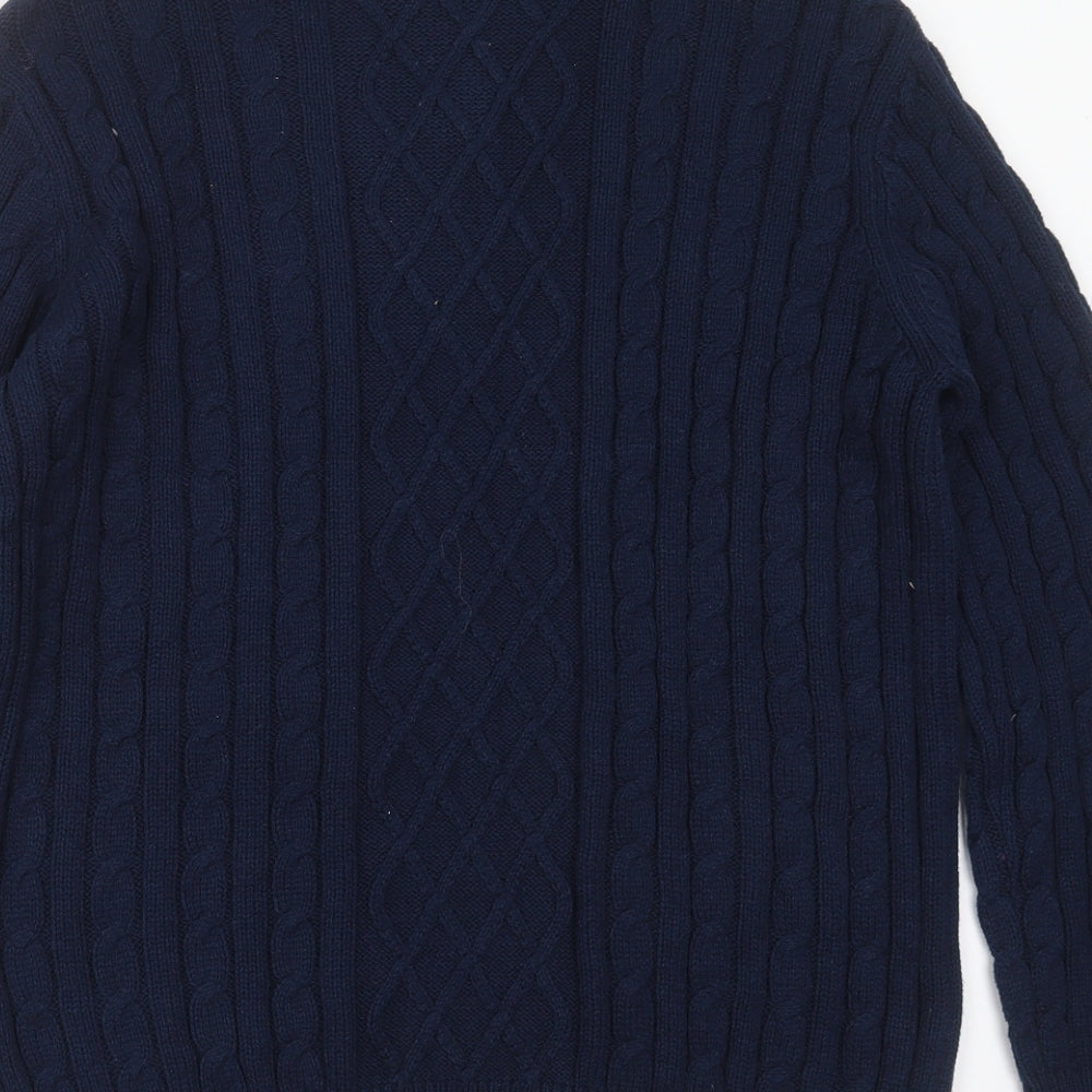 Studio Mens Blue High Neck Geometric Cotton Pullover Jumper Size XL