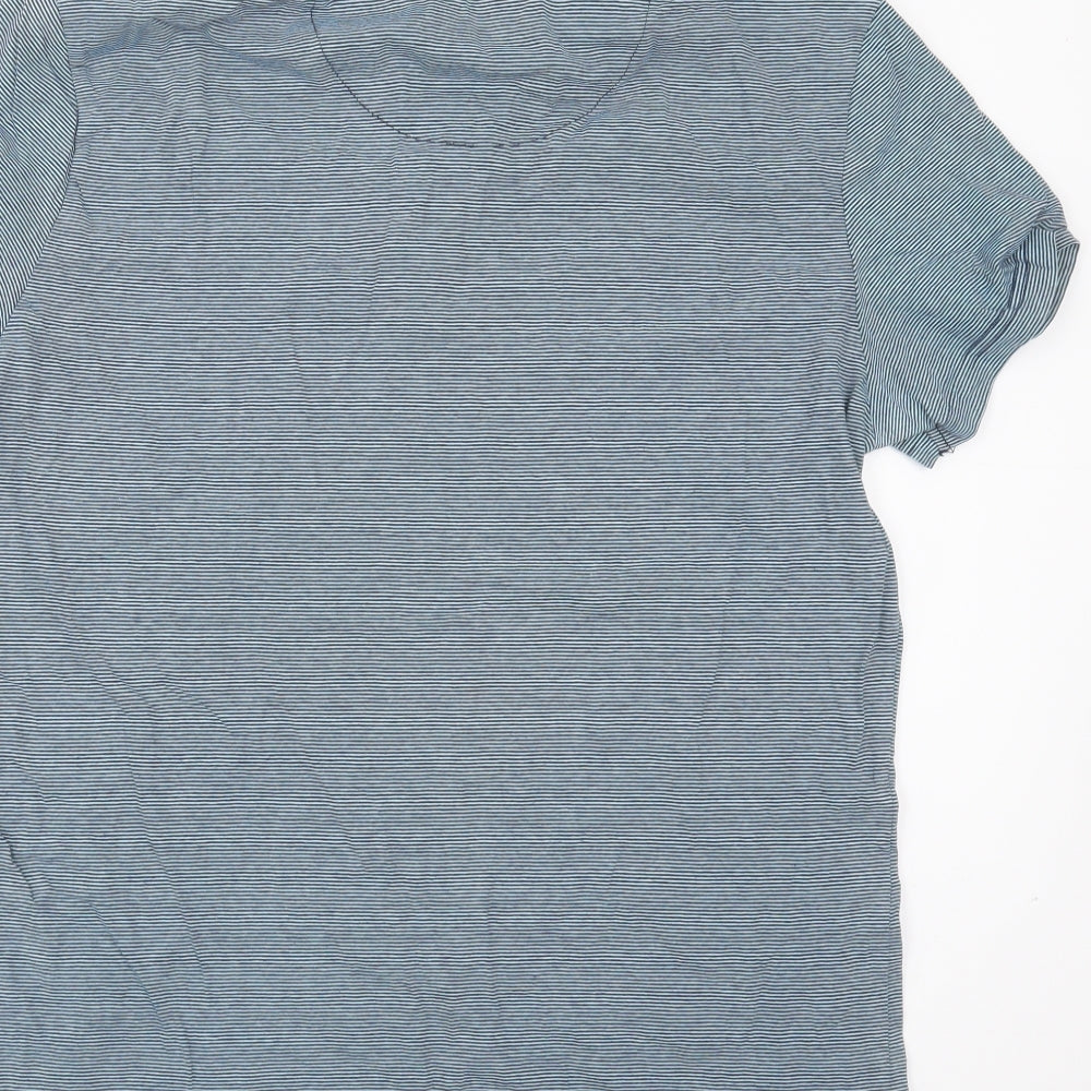 F&F Mens Blue Striped Cotton  Polo Size L Collared