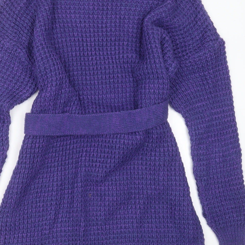 PRETTYLITTLETHING Womens Purple  Acrylic Jumper Dress  Size XS  Round Neck