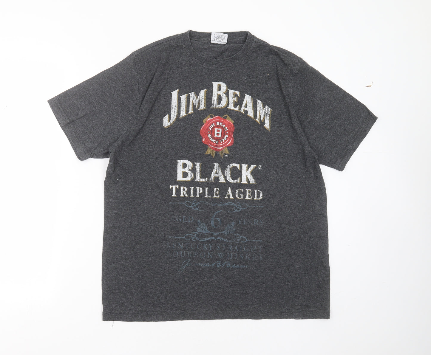 George Mens Grey  Polyester  T-Shirt Size M Round Neck  - jim beam